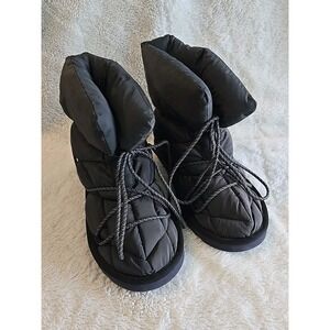 Fabletics Cozy Bootie –  Pewter Gray Puffer Winter Slipper Shoe Womens Sz 8 New